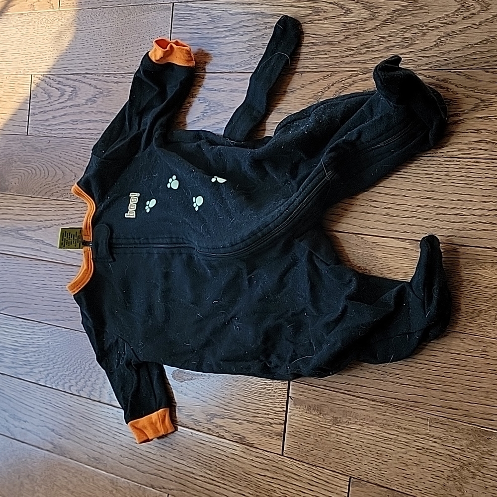 Prepare to Scare cat halloween footed onesie with tail size 0-3months